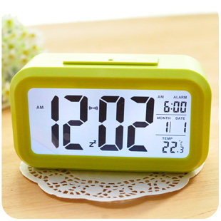 默默爱创意韩国床头夜光小闹钟智能电子钟静音聪明钟学生懒人闹表