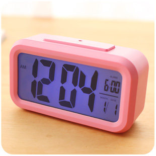 默默爱创意韩国床头夜光小闹钟智能电子钟静音聪明钟学生懒人闹表