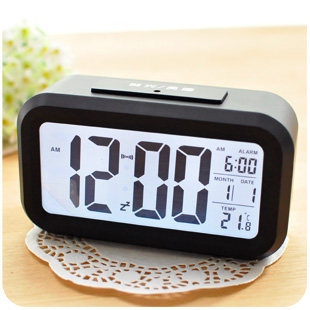 默默爱创意韩国床头夜光小闹钟智能电子钟静音聪明钟学生懒人闹表