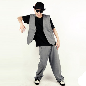 蜜丘琳 locking/funkstyle/dancer经典跳街舞条纹马甲