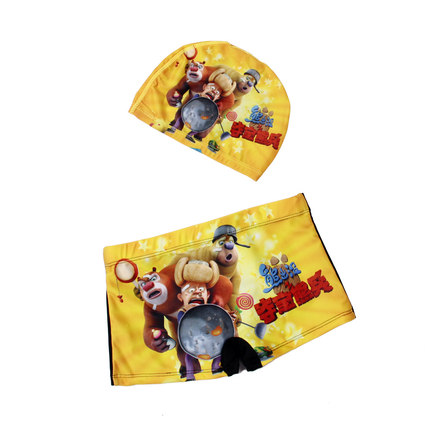 儿童泳衣 男童卡通平角游泳裤 小孩宝宝游泳衣男大童 送搭配泳帽