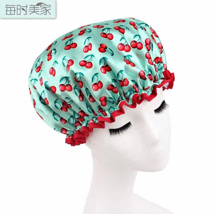 每时美家 韩国高档做饭防油帽 加大加厚双层防水纯色成人洗头浴帽