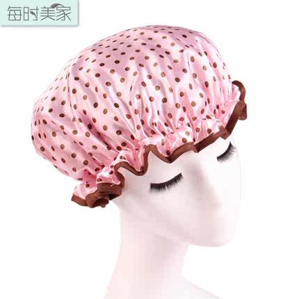 每时美家 韩国高档做饭防油帽 加大加厚双层防水纯色成人洗头浴帽