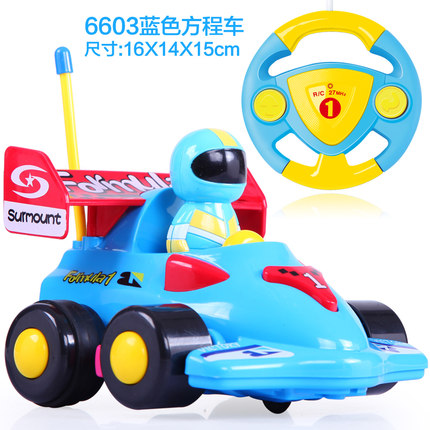 贝恩施儿童益智遥控耐摔卡通遥控车宝宝玩具音乐无线汽车警车赛车