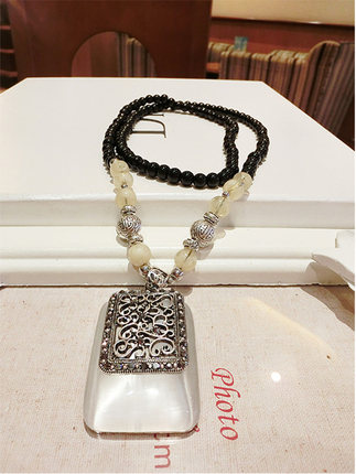 包邮韩国毛衣链水晶猫眼石时尚长款毛衣链韩版玉髓项链女装饰配饰