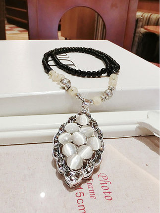 包邮韩国毛衣链水晶猫眼石时尚长款毛衣链韩版玉髓项链女装饰配饰