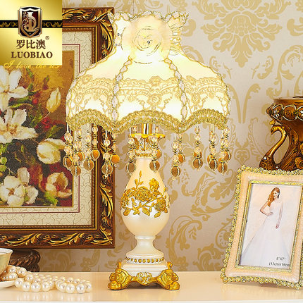 欧式台灯床头台灯卧室奢华复古蕾丝田园台灯公主客厅温馨婚庆结婚