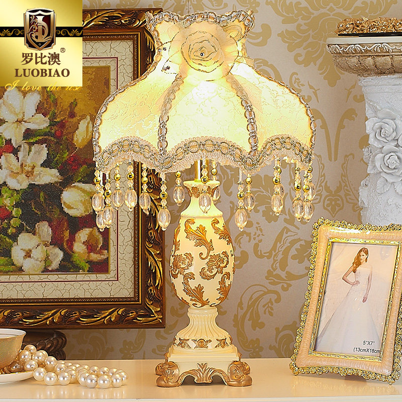 欧式台灯床头台灯卧室奢华复古蕾丝田园台灯公主客厅温馨婚庆结婚