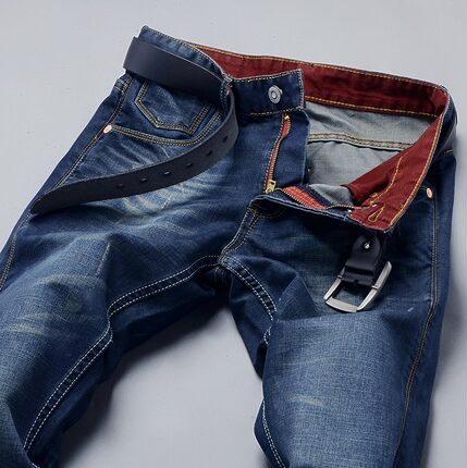 USIGSX秋季新款男士牛仔长裤猫须破洞做旧直筒牛仔裤复古潮男裤