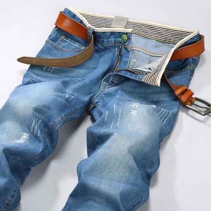 USIGSX春夏款青年男装牛仔裤 休闲韩版百搭修身中腰大码长裤特价