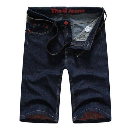 夏薄款五分裤男 直筒修身韩版潮破洞牛仔短裤 青少年大码5分中裤