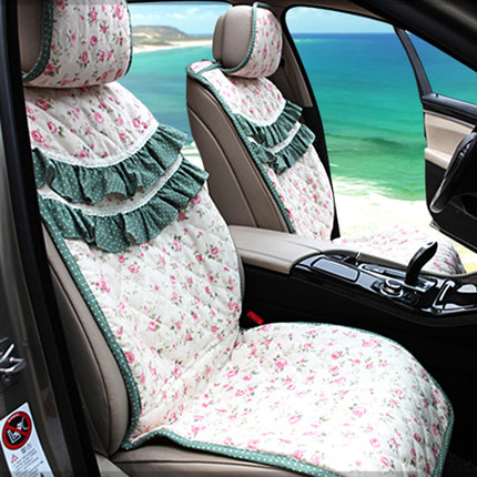 奥特莱芙花语蕾丝 四季通用汽车坐垫夏季可爱座垫 卡通女性车垫套