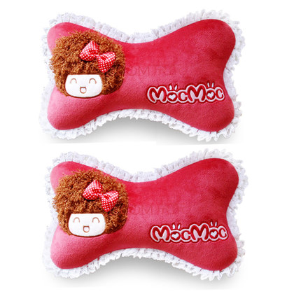 摩丝娃娃夏季个性女士汽车骨头枕 可爱创意车用颈椎护颈枕 一对装