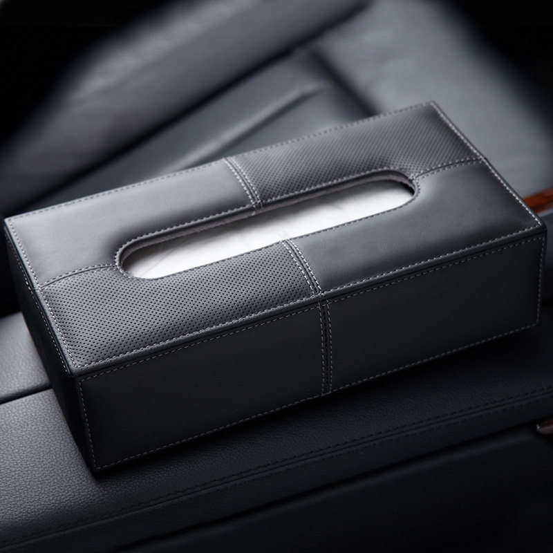 宝乘 真皮汽车高档纸巾盒套 车用车载商务餐巾纸盒座式家用抽纸盒