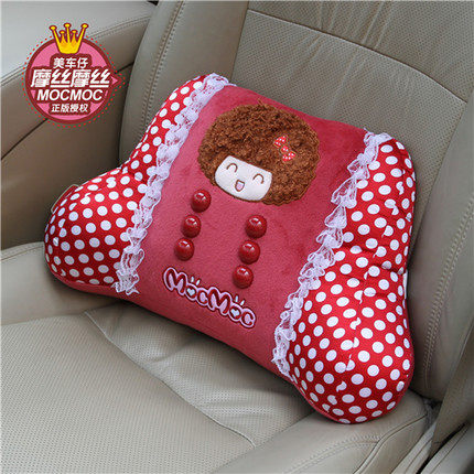 摩丝娃娃汽车用品腰靠垫 可爱卡通办公室护腰枕按摩靠背内饰用品