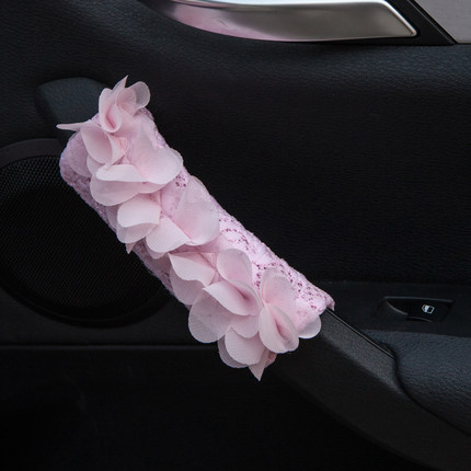 美美熊 可爱蕾丝车用扶手套 车内顶棚拉手套汽车内饰女门把套对装