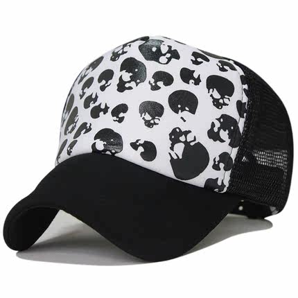 择信韩版时尚潮人网帽骷髅头涂鸦货车帽春季夏天男女通用夏凉帽子