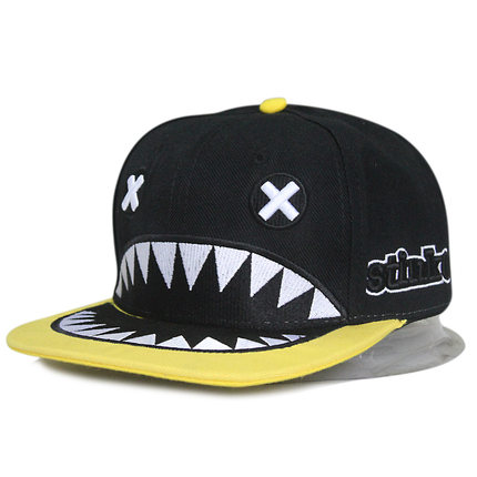 择信韩国大鲨鱼酷鲨嘴街舞平沿帽hip hop嘻哈棒球帽男女眯眼板帽