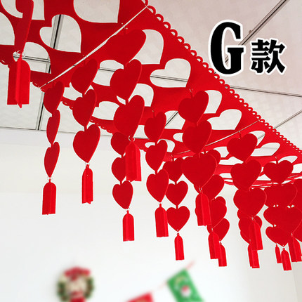 3米超长加厚绒布 喜字拉花 无纺布婚房装饰 中式拉花 结婚用品