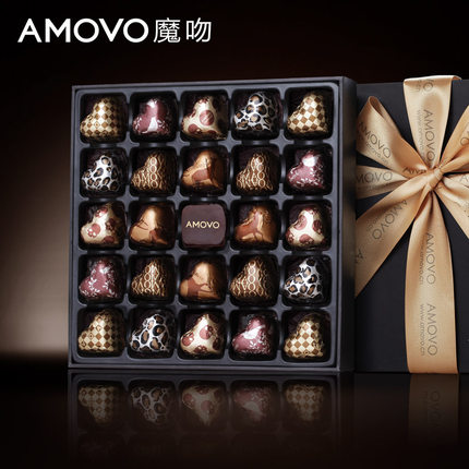 标题优化:纯黑巧克力礼盒amovo魔吻进口料纯脂奇幻之恋生日礼物顺丰
