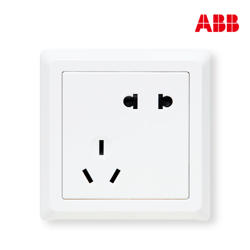 ABB开关插座面板德逸系列白色五孔插座AE205