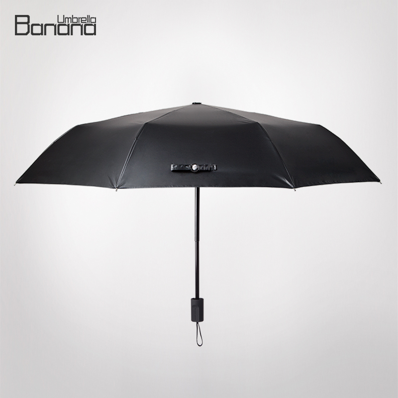 BananaUmbrella小黑伞三折折叠铅笔晴雨伞太阳伞双层防晒防紫外线