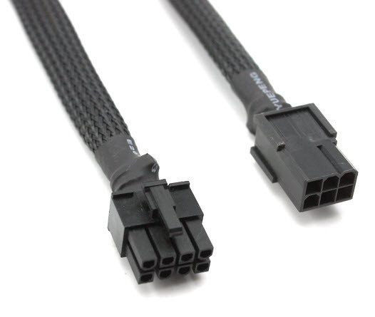 PCI-E显卡8Pin附助供电专用线(6Pin转8Pin) 6针模块电源线 20cm