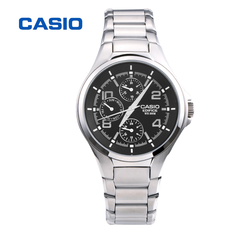 天猫正品卡西欧男表casio人气三眼时尚EF-316D-1A/2A经典钢带手表