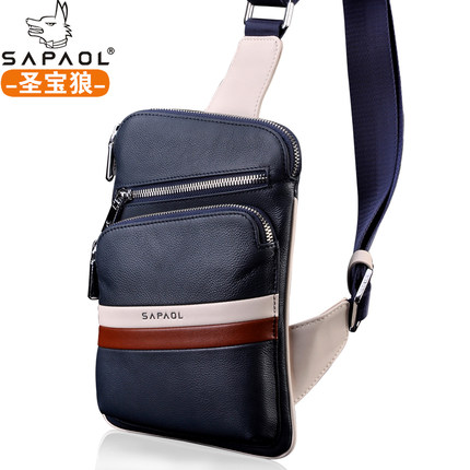 St Treasure Chest Pack Wolf Leather Men Casual Man Bag St Treasure Chest Pack Wolf Leather Men Casual Man Bag Diagonal Pockets And Small