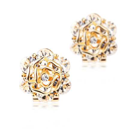 Fake Diamond Earrings Men Find Get Quotations Original Fashion Flowers Fake Gold Charm Earrings No Pierced Ear Clip Female Full Diamond Trinkets