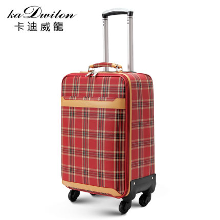 red plaid luggage